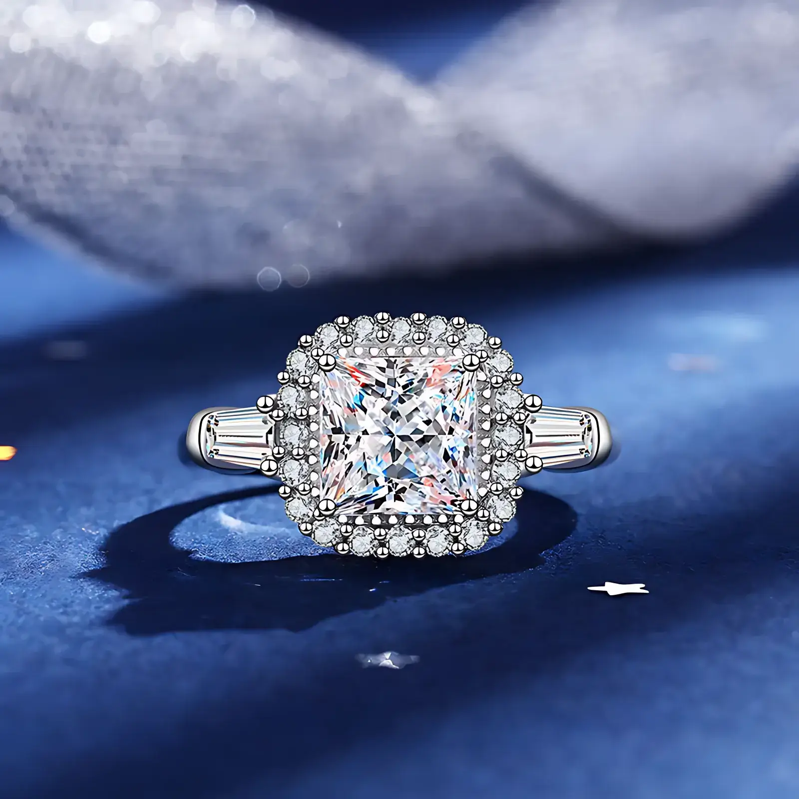 2ct Princess Moissanite Proposal Halo Ring - Image 3