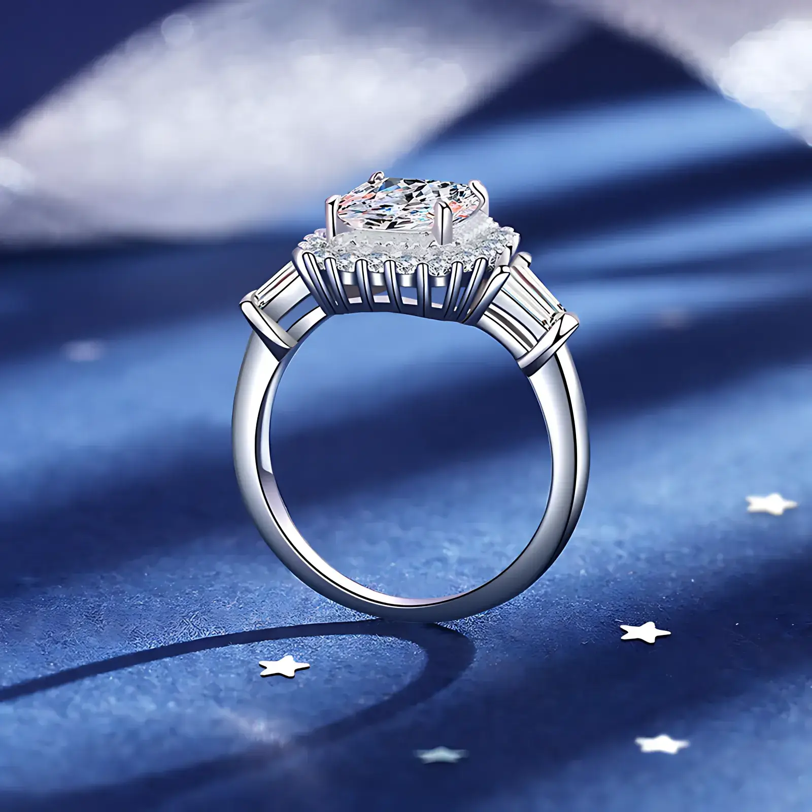 2ct Princess Moissanite Proposal Halo Ring - Image 4