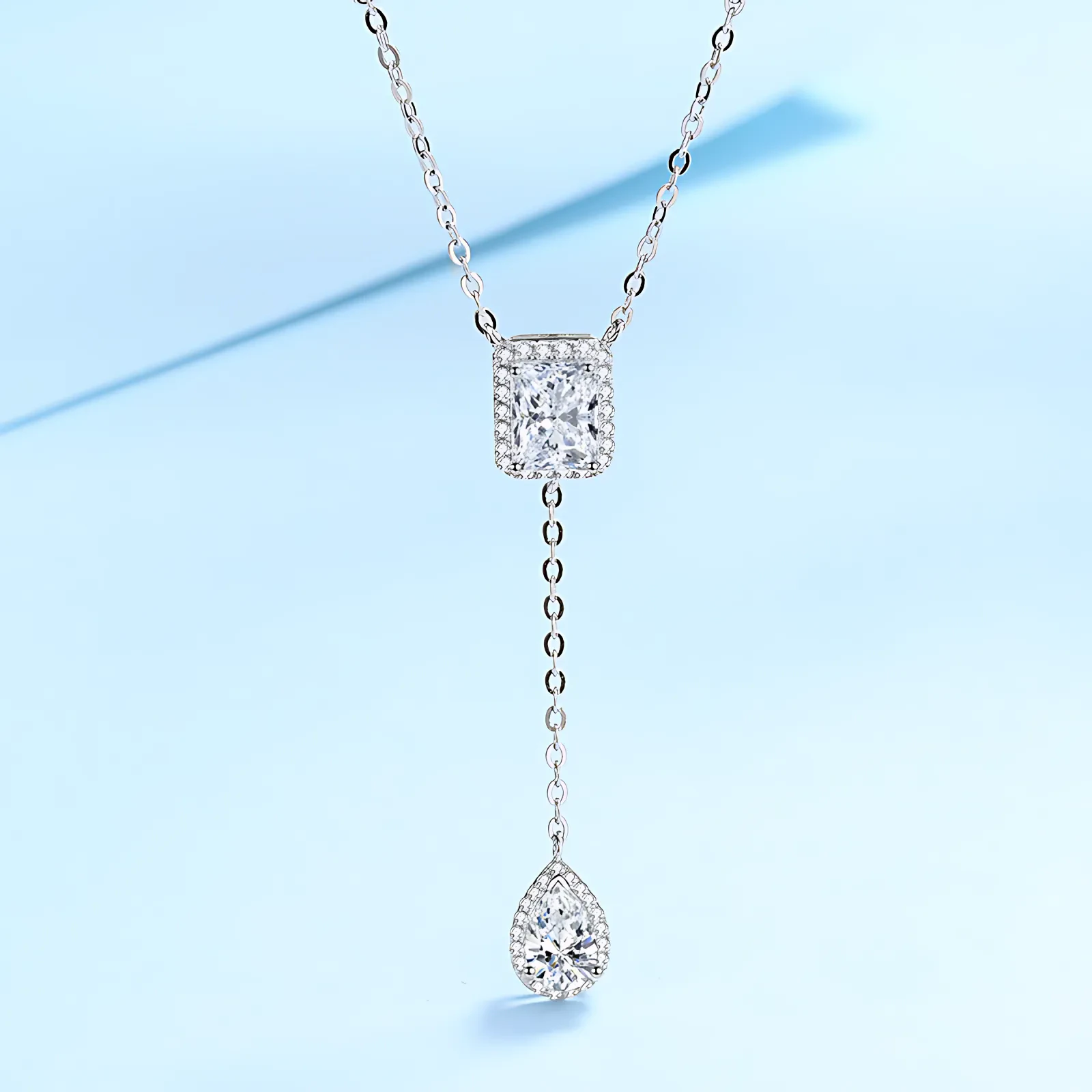 3ct Moissanite Lariat Necklace - Image 4