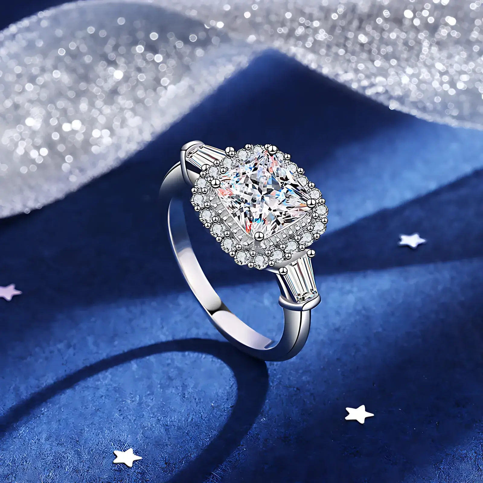 2ct Princess Moissanite Proposal Halo Ring - Image 5