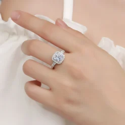 Alternative view of 2ct Princess Moissanite Proposal Halo Ring