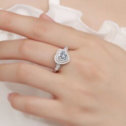 Alternative view of 1ct Heart Moissanite Halo Ring