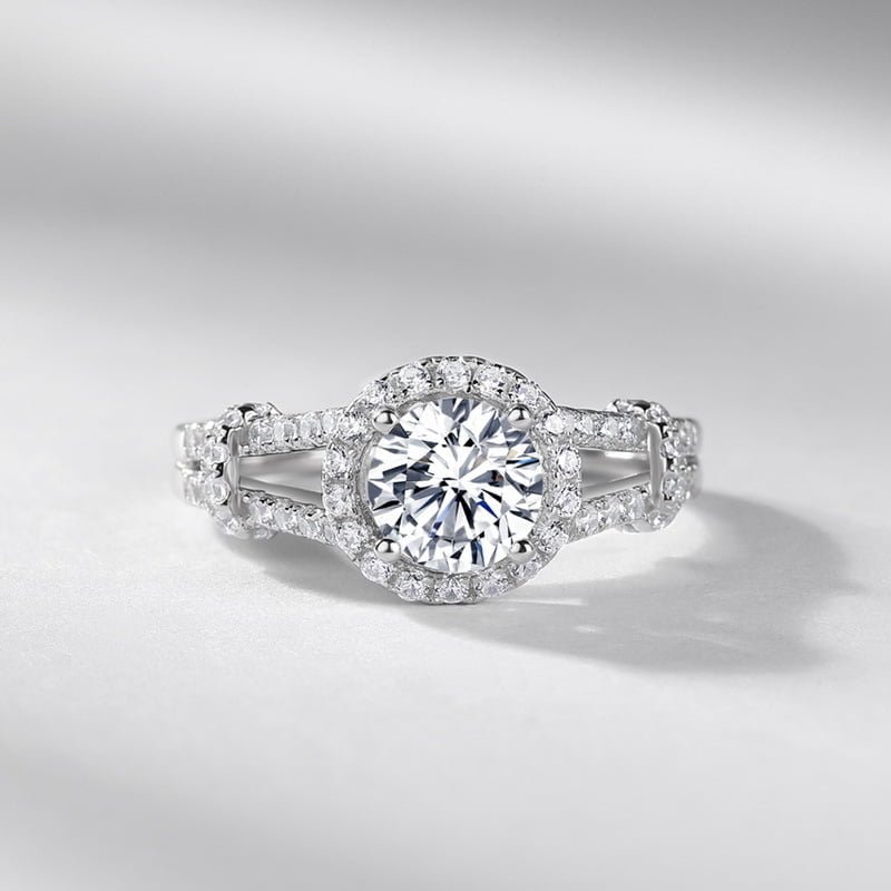 1ct Moissanite Halo Nesting Ring - Image 4