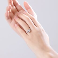 Alternative view of 1ct Moissanite Lotus Side Stone Ring