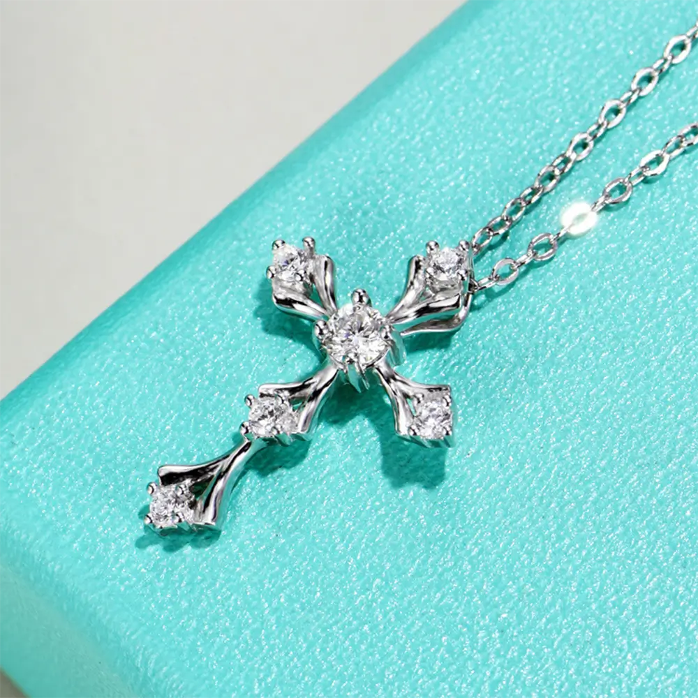 Cross Moissanite Necklace - Image 2