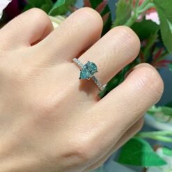 Alternative view of 1.5ct Pear Green Moissanite Side Stone Ring