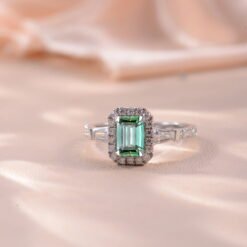 Alternative view of Emerald Cut Green Moissanite Ring
