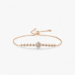 0.7ct Square Moissanite Champagne Gold Bracelet