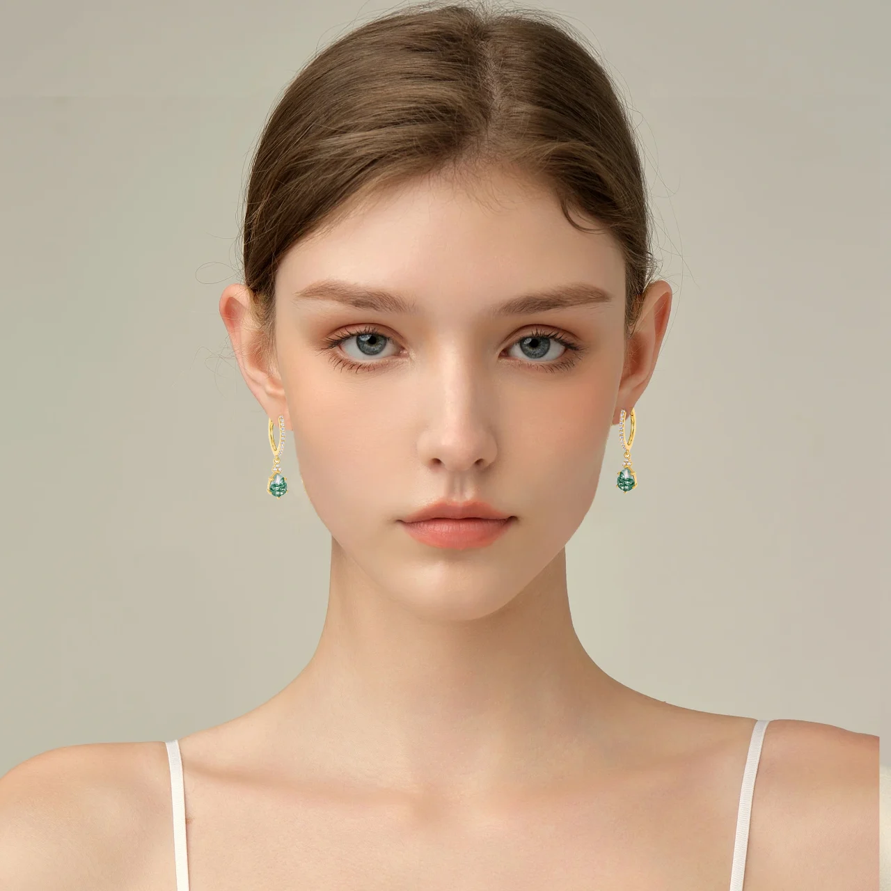 Moss Agate Hoop Charms - Image 2