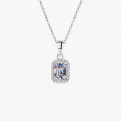 1ct Emerald Cut Moissanite Necklace