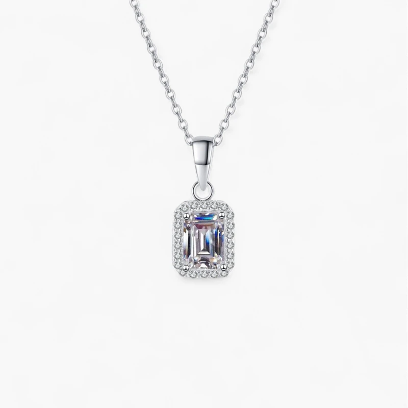 1ct Emerald Cut Moissanite Necklace