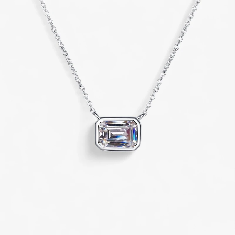 1ct Emerald Cut Moissanite Necklace
