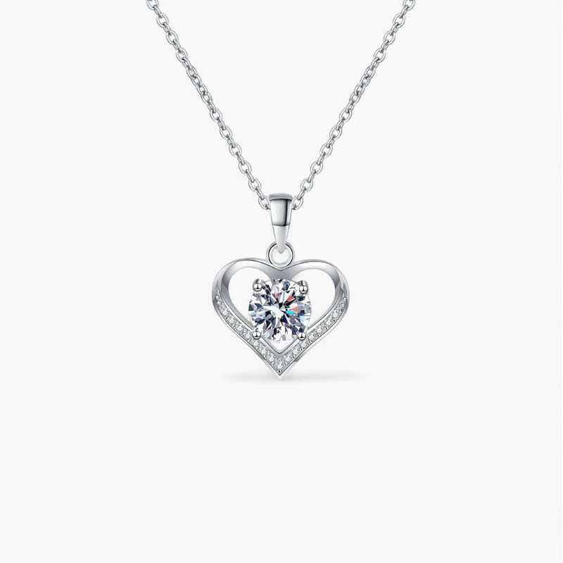 1ct Heart Moissanite Necklace