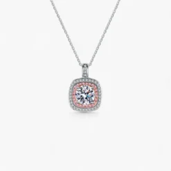 1ct Pink Moissanite Necklace