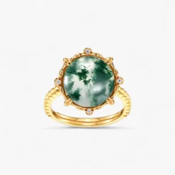 2.5ct Bold Round Moss Agate Ring