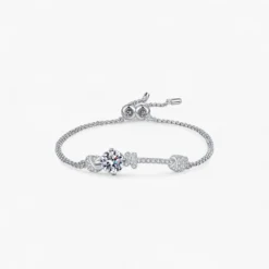 2ct Moissanite Silver Bolo Bracelet