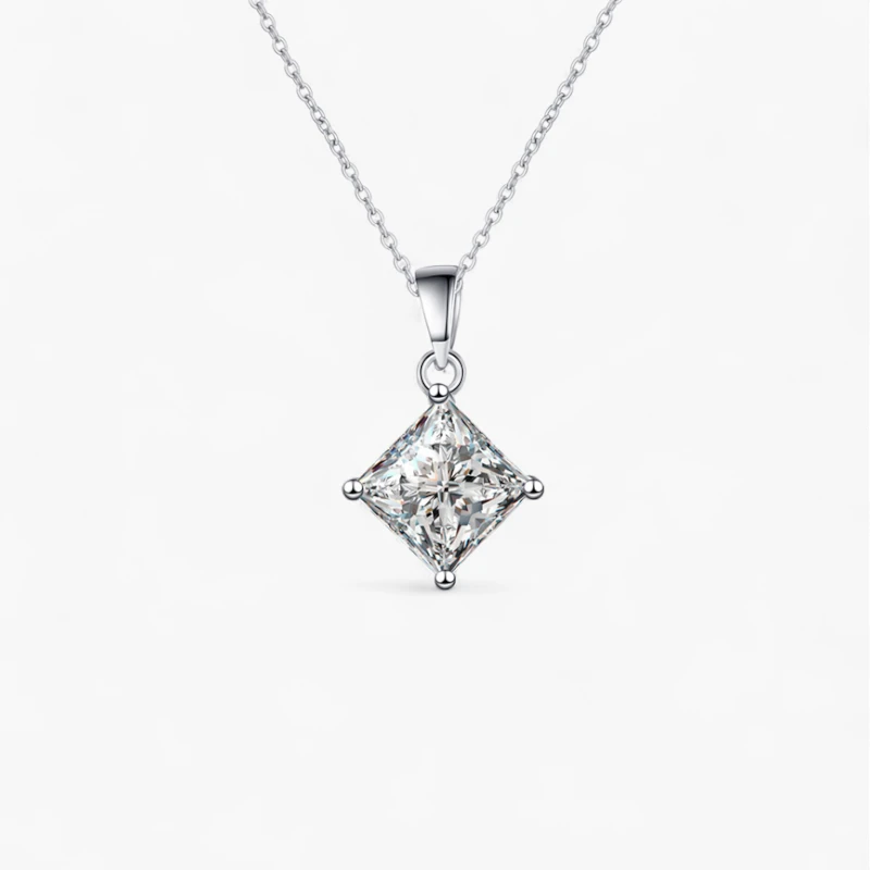 1ct/2ct Princess Cut Moissanite Necklace