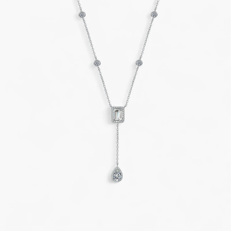 3ct Moissanite Lariat Necklace