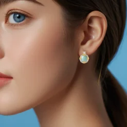 Alternative view of Amazonite Green Gemstone Studs