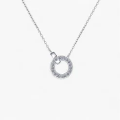 Circle Pendant Moissanite Necklace