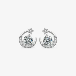 Moon Star Moissanite Earrings