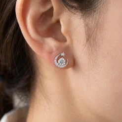 Alternative view of Moon Star Moissanite Earrings