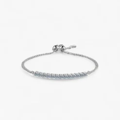 Round Cut Moissanite Bar Bolo Bracelet