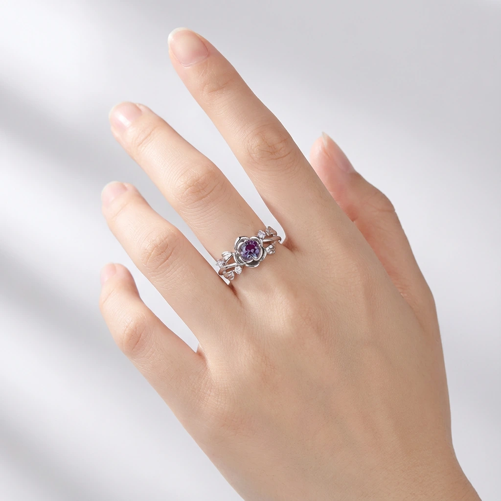 Vintage Leaf Branch Alexandrite Cluster Ring - Image 2