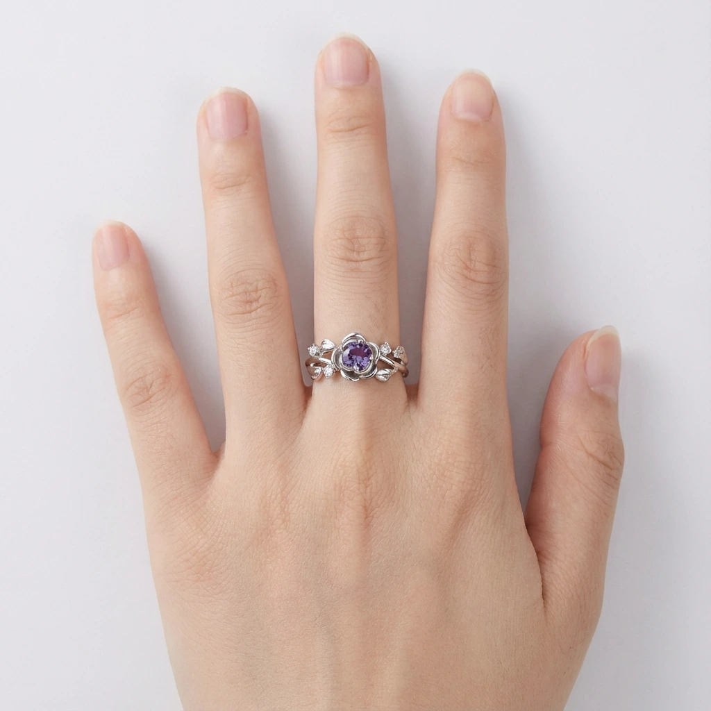Vintage Leaf Branch Alexandrite Cluster Ring - Image 3