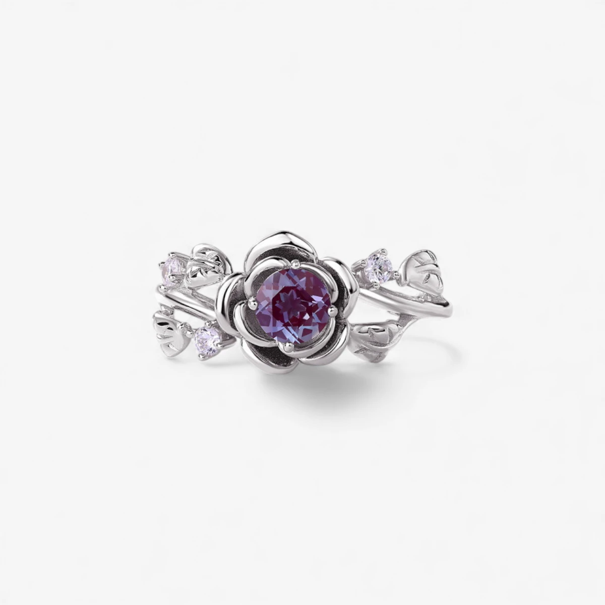 Vintage Leaf Branch Alexandrite Cluster Ring - Image 4