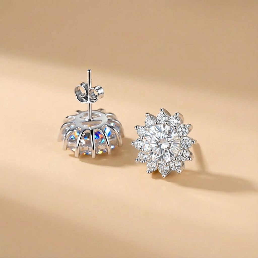 Sunflower Moissanite Studs - Image 3