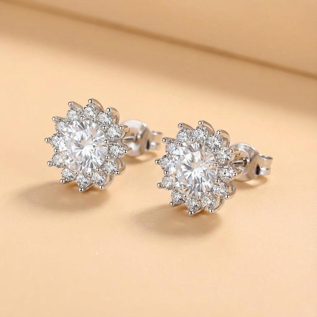 Sunflower Moissanite Studs - Image 4