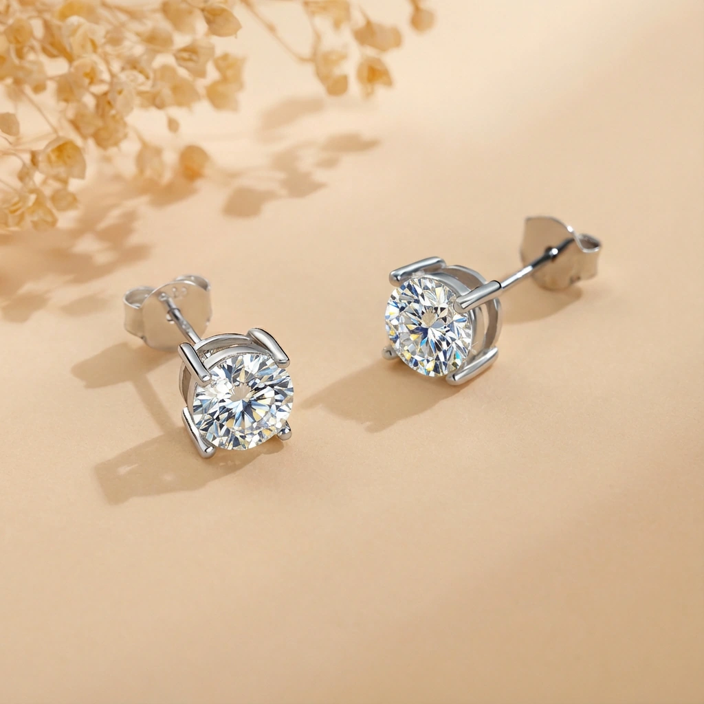Round Moissanite Studs - Image 4
