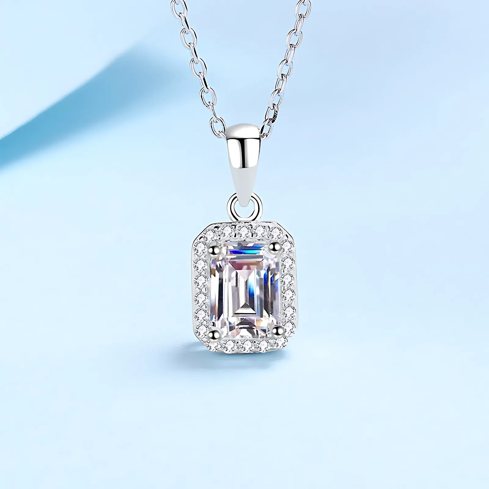 1ct Emerald Cut Moissanite Necklace - Image 4