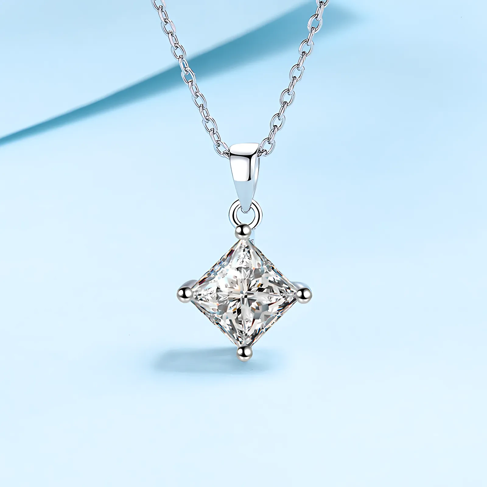 1ct/2ct Princess Cut Moissanite Necklace - Image 5