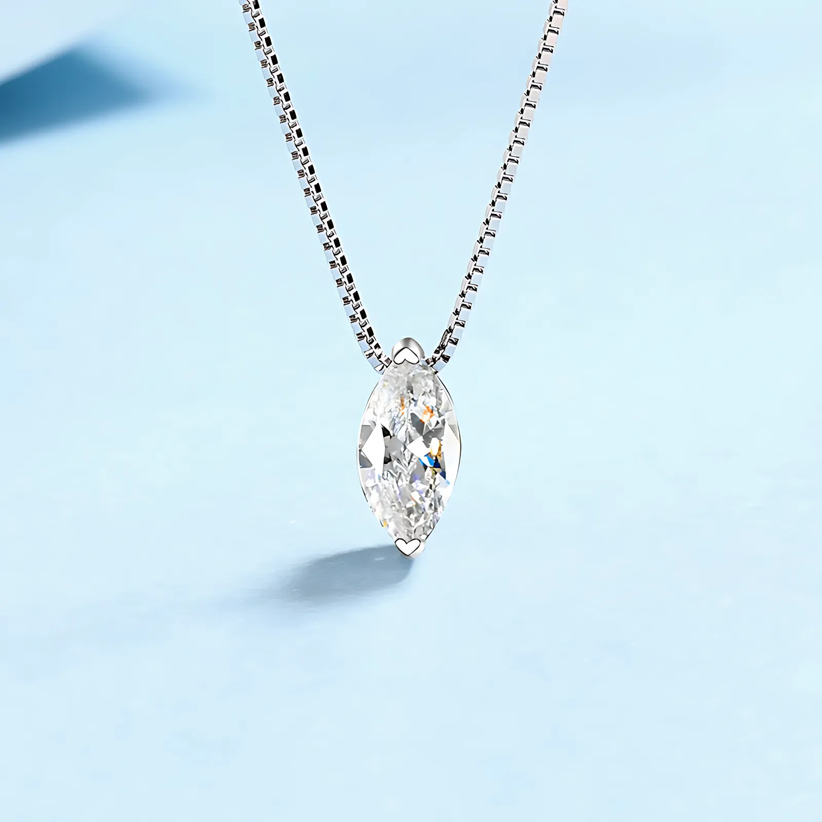 1ct Moissanite Marquise Cut Pendant Necklace - Image 5