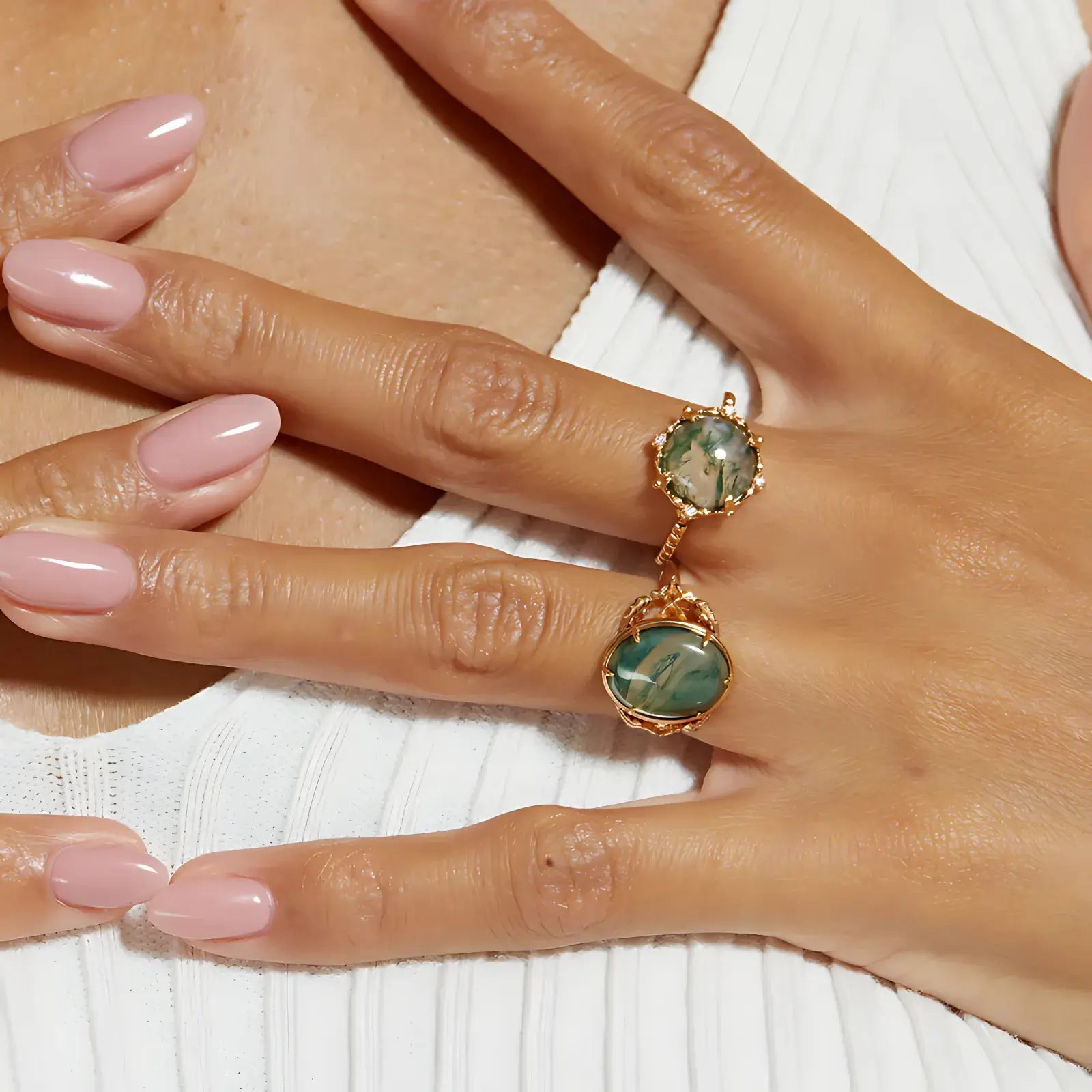 2.5ct Bold Round Moss Agate Ring - Image 2