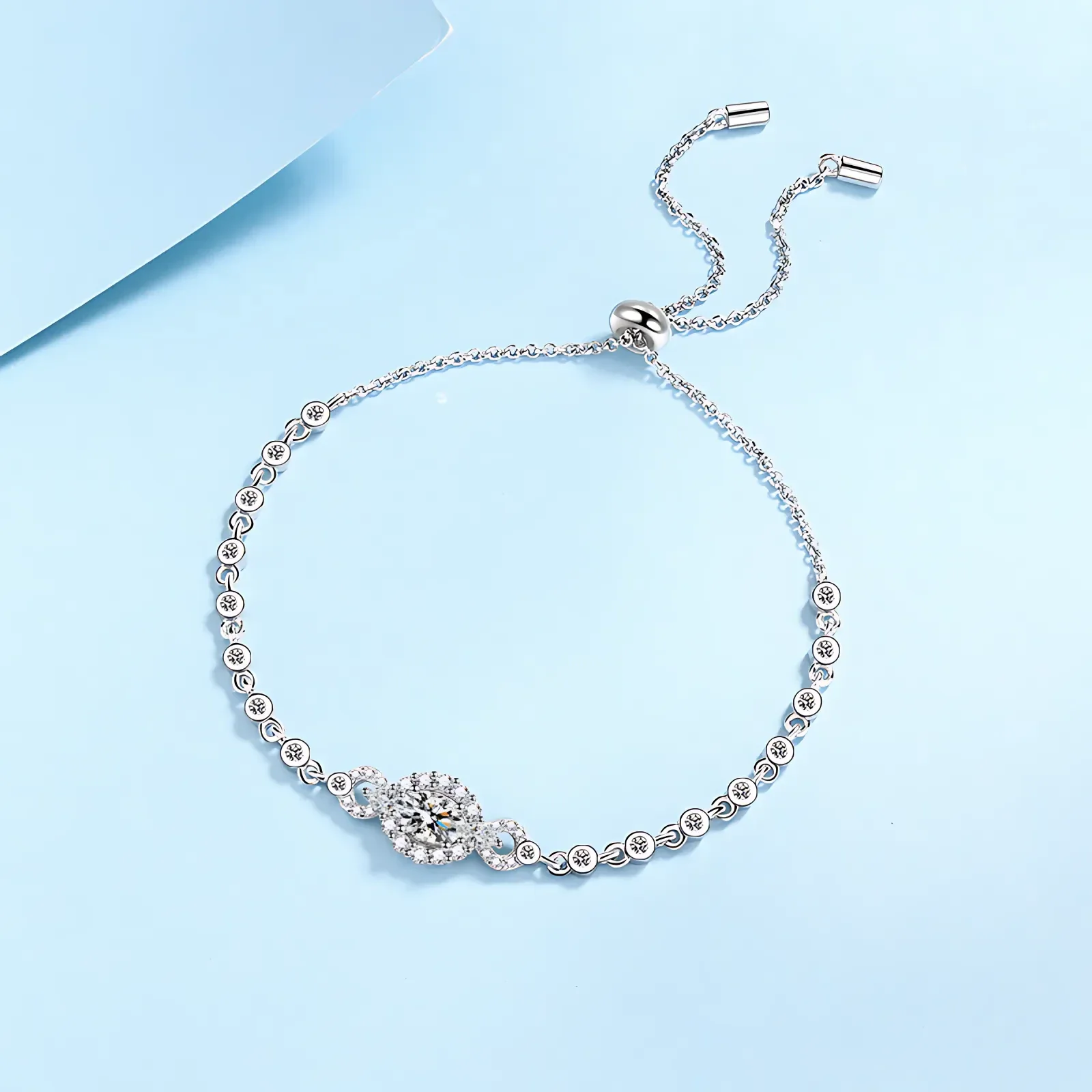 0.5ct Moissanite Oval Cut Holo Bracelet - Image 4