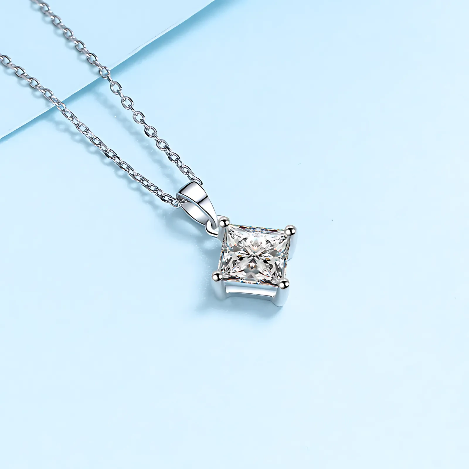 1ct/2ct Princess Cut Moissanite Necklace - Image 3