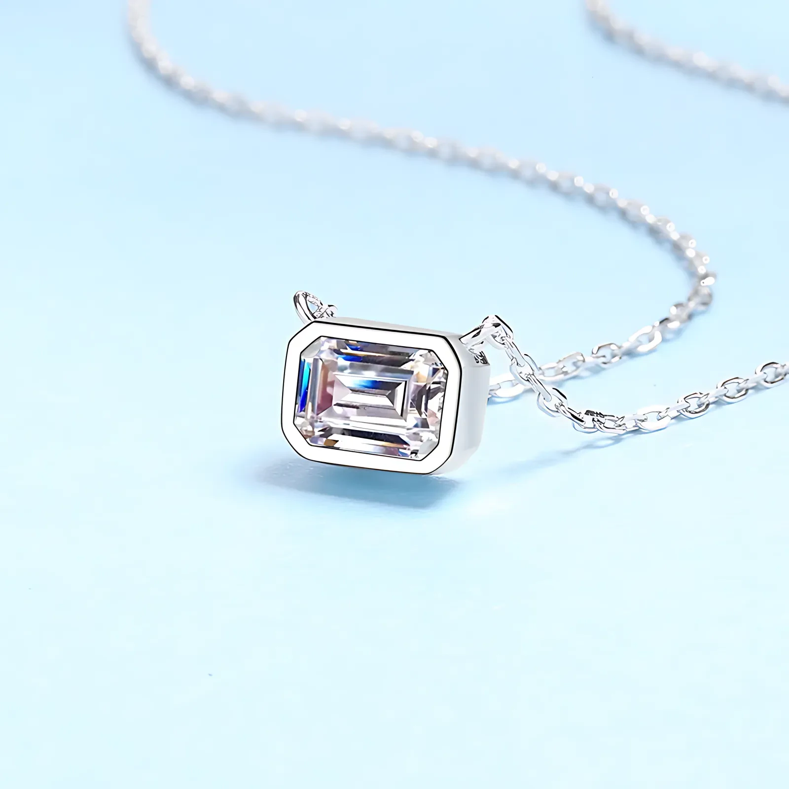 1ct Emerald Cut Moissanite Necklace - Image 5