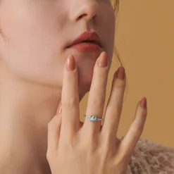 Alternative view of Square Moss Agate Silver Ring