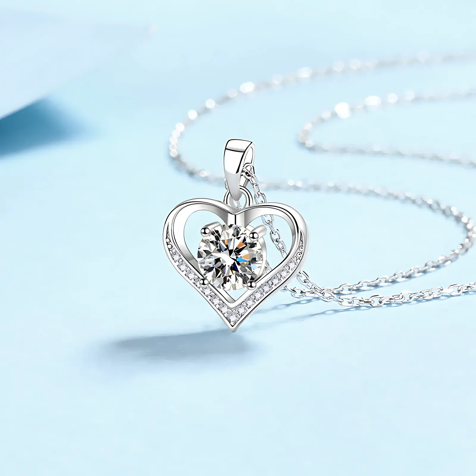 1ct Heart Moissanite Necklace - Image 4