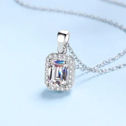 Alternative view of 1ct Emerald Cut Moissanite Necklace