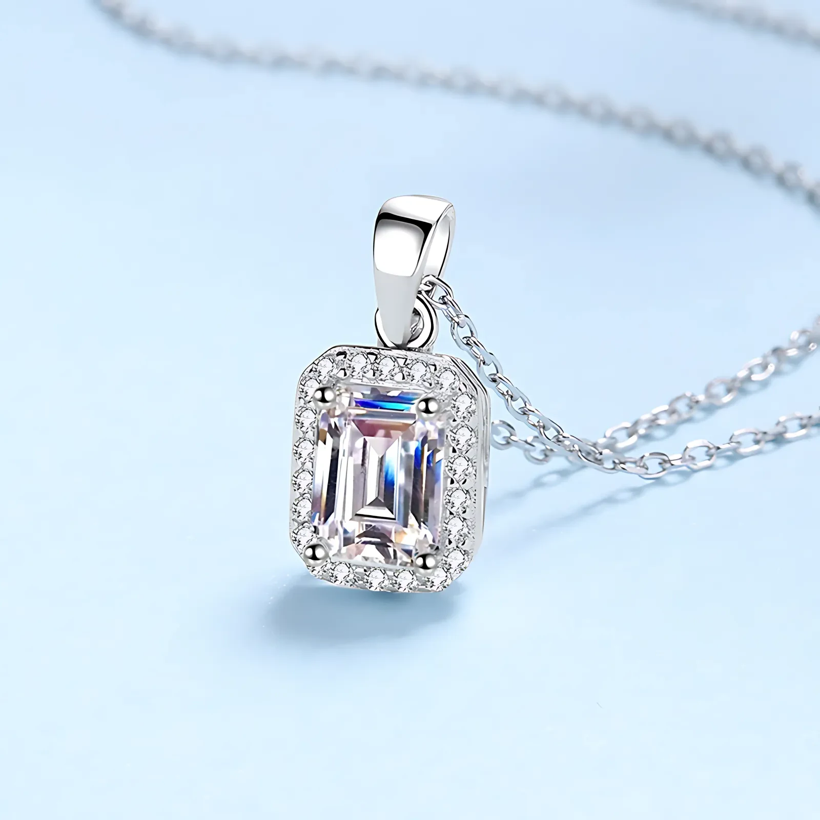1ct Emerald Cut Moissanite Necklace - Image 2