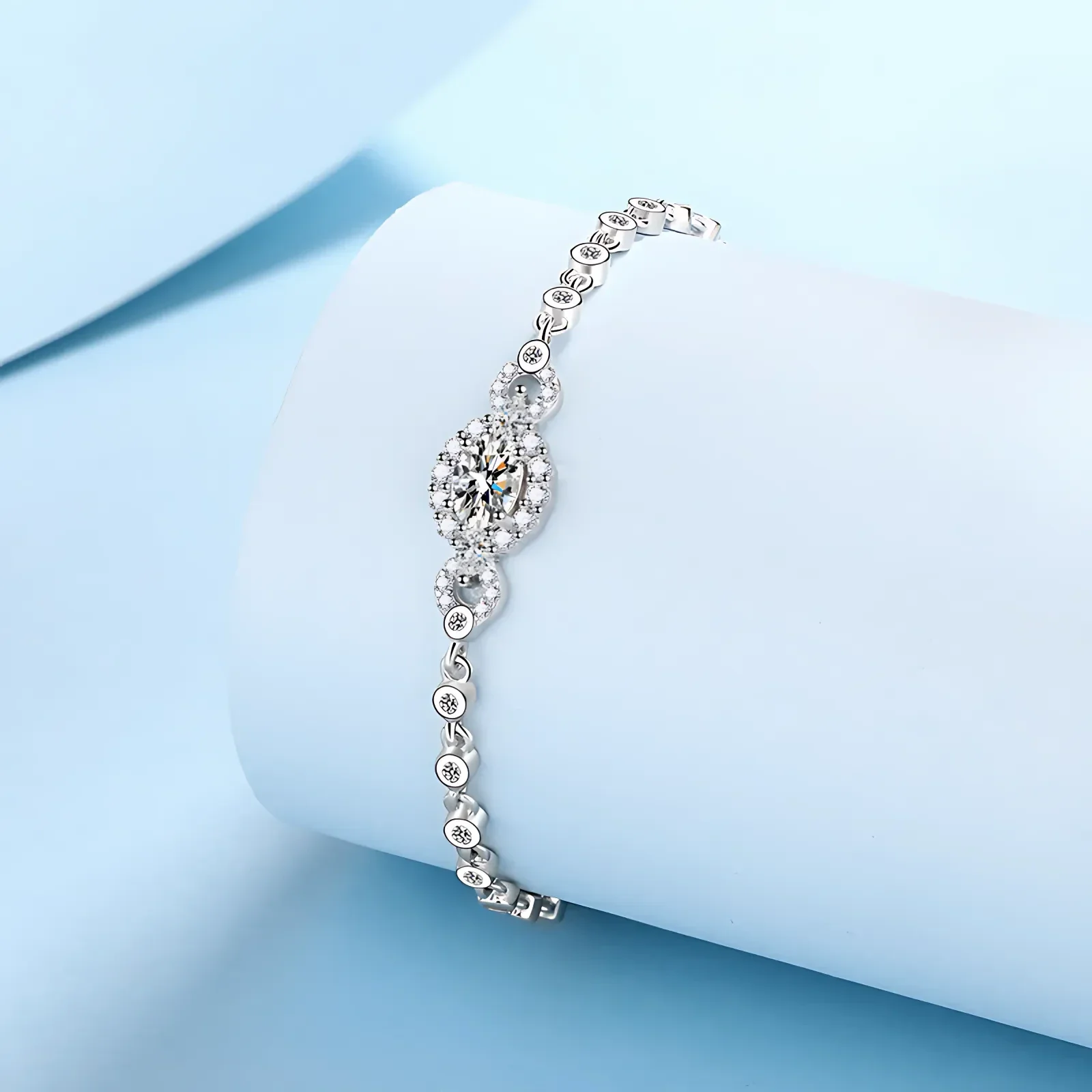0.5ct Moissanite Oval Cut Holo Bracelet - Image 5
