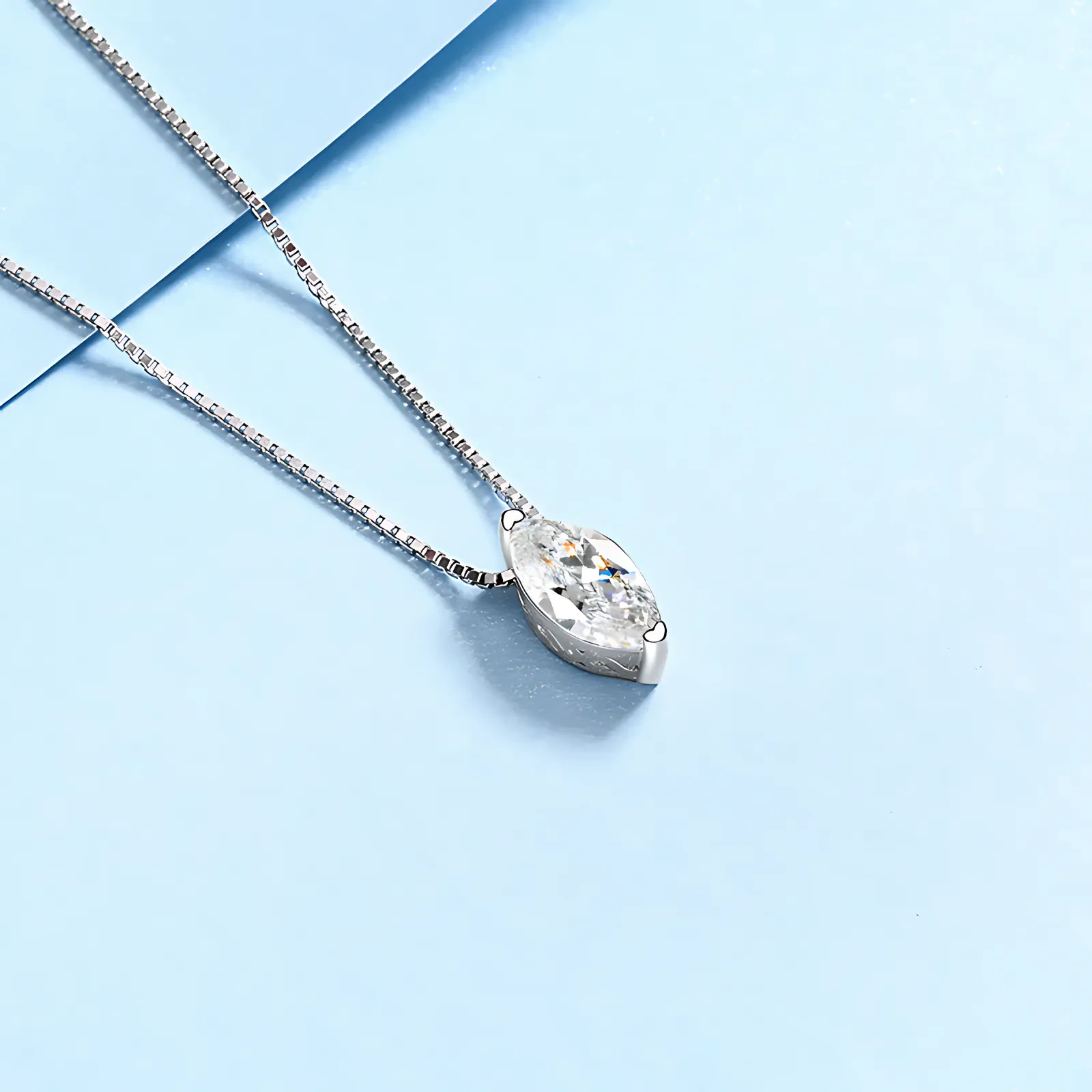 1ct Moissanite Marquise Cut Pendant Necklace - Image 3