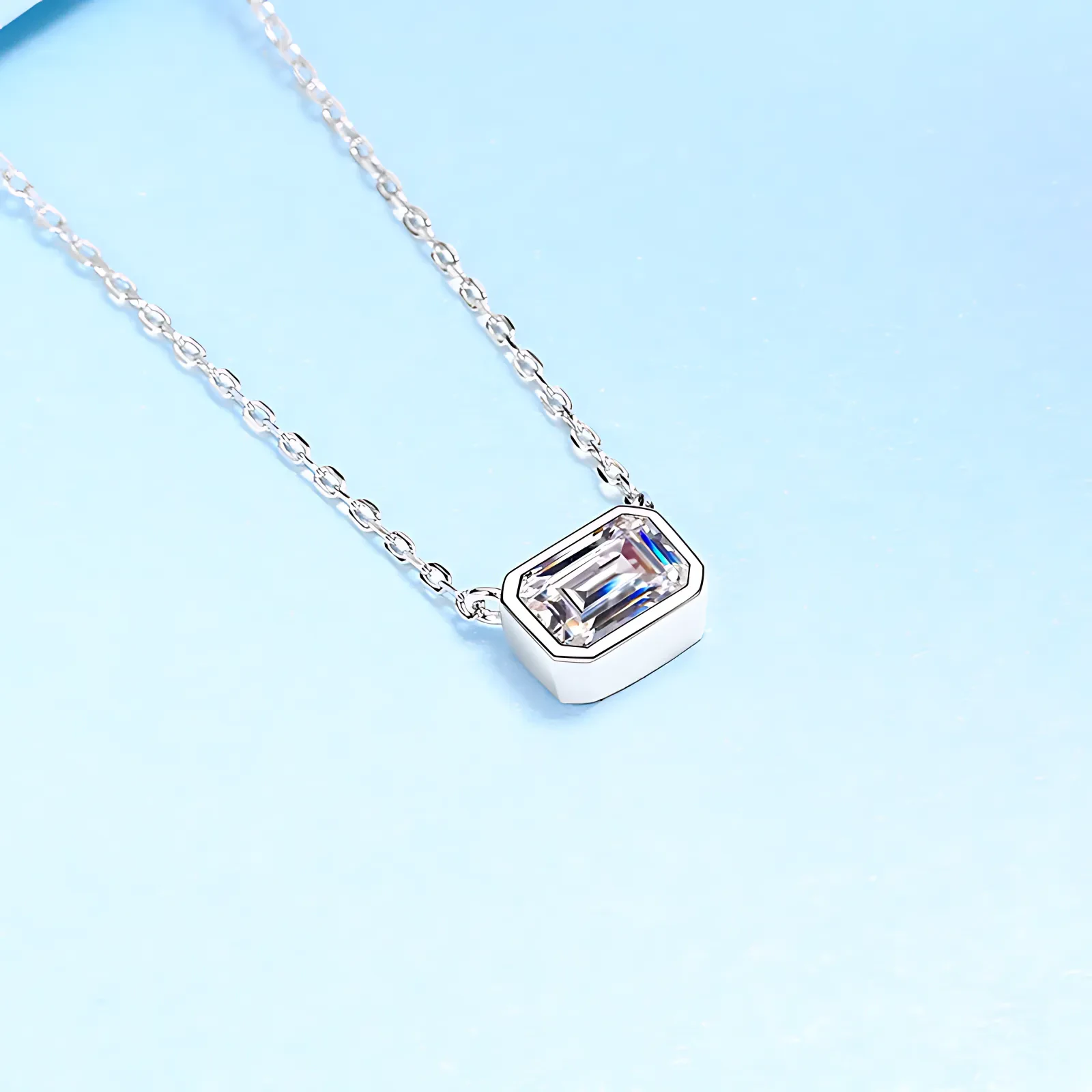 1ct Emerald Cut Moissanite Necklace - Image 3