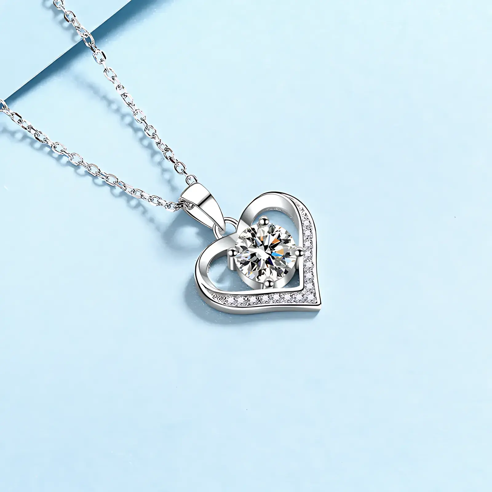 1ct Heart Moissanite Necklace - Image 3