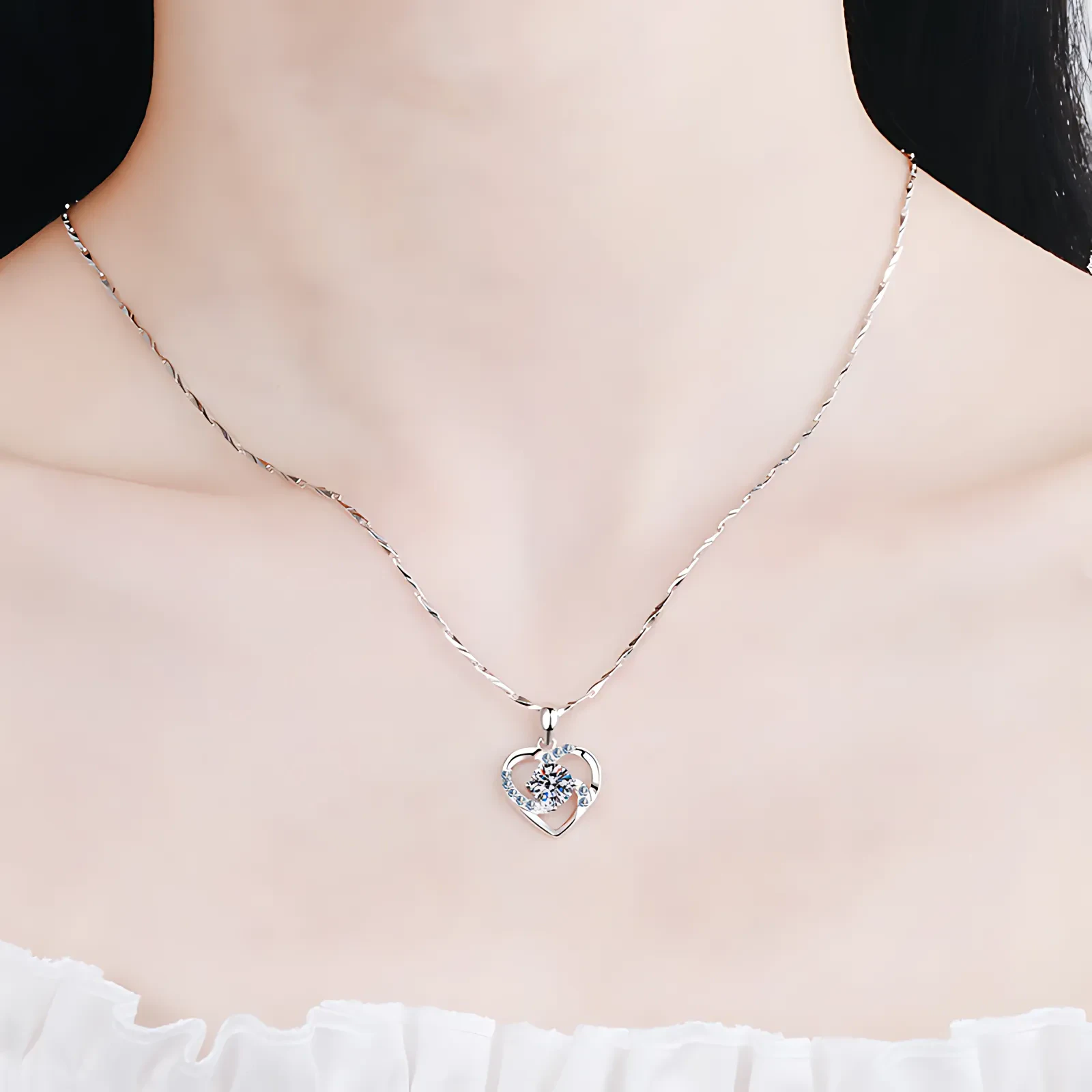 0.8ct Heart Moissanite Necklace - Image 2