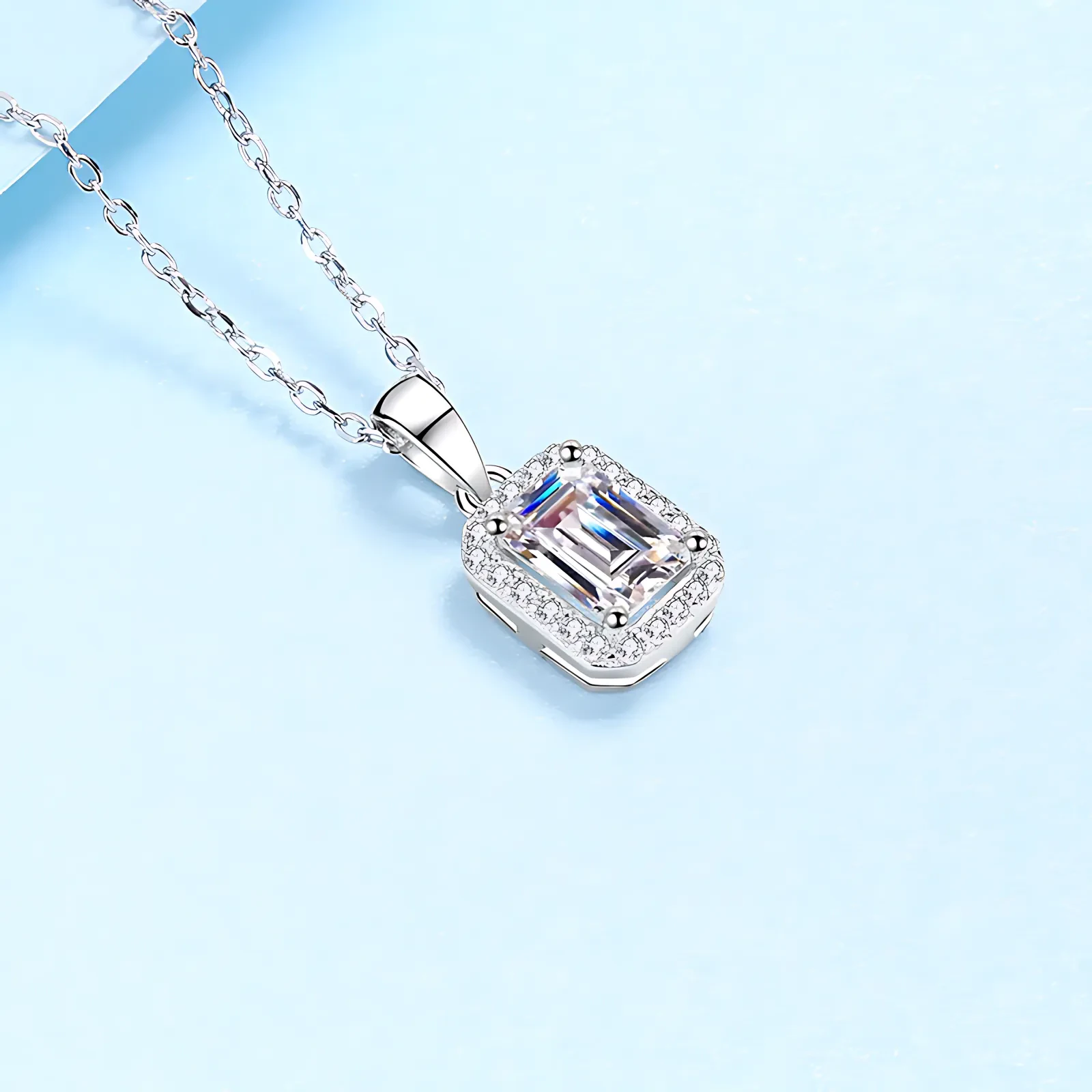1ct Emerald Cut Moissanite Necklace - Image 3